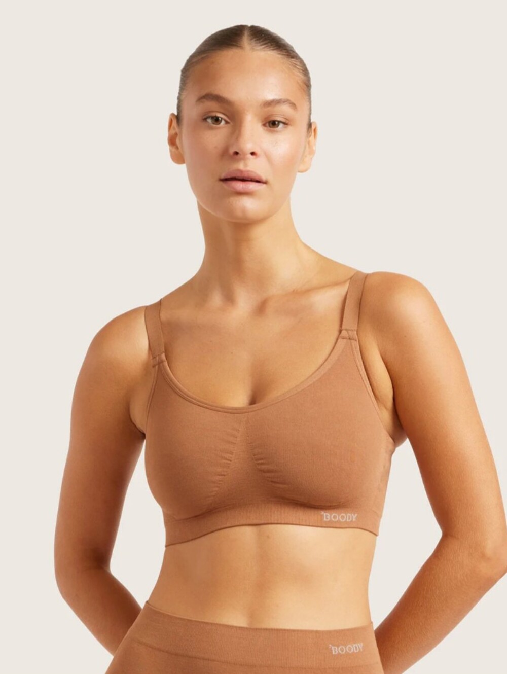 BOODY Seamless Scoop Bralettes in Chocolate Brown and Clay Size Small Full Bust